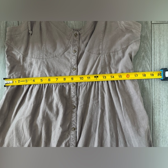 Aerie|Linen blend button down dress,back smocking & adjustable tie straps•••boho - Picture 12 of 13